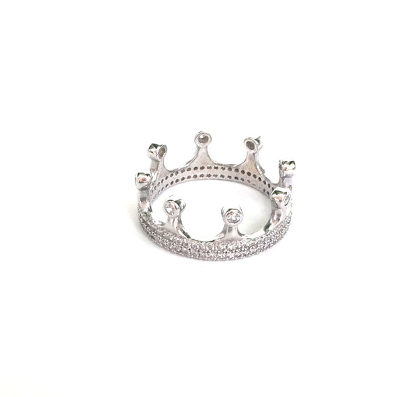 CROWN PAVE CZ STERLING SILVER RING