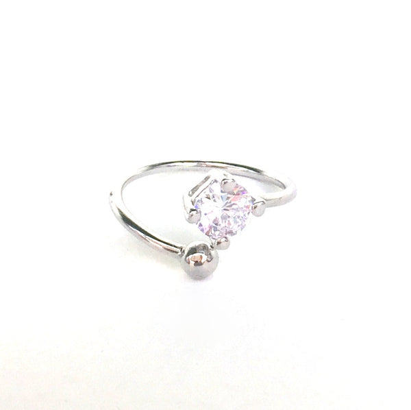 CLEAR STONE WITH MINI BEAD STERLING SILVER RING