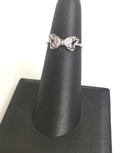 BUTTERFLY BOW PAVE CZ STERLING SILVER RING