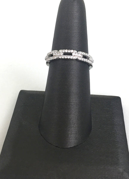 CHAIN BAND PAVE CZ STERLING SILVER RING