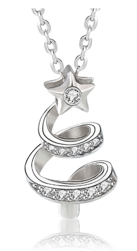 CHRISTMAS TREE CZ STERLING SILVER NECKLACE