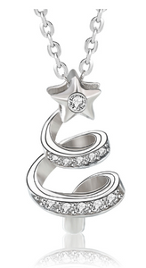 CHRISTMAS TREE CZ STERLING SILVER NECKLACE