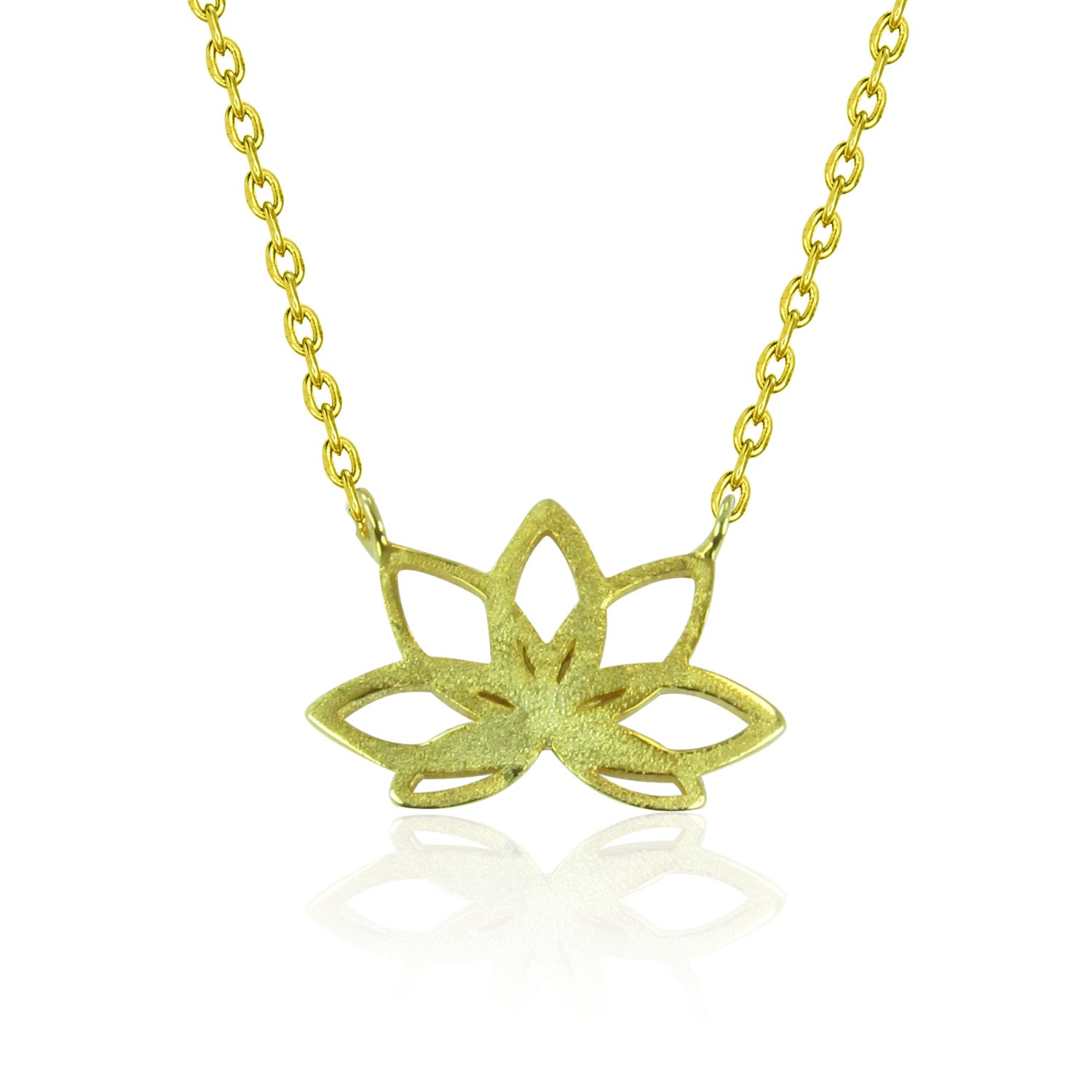 GOLDEN LOTUS FLOWER STERLING SILVER NECKLACE