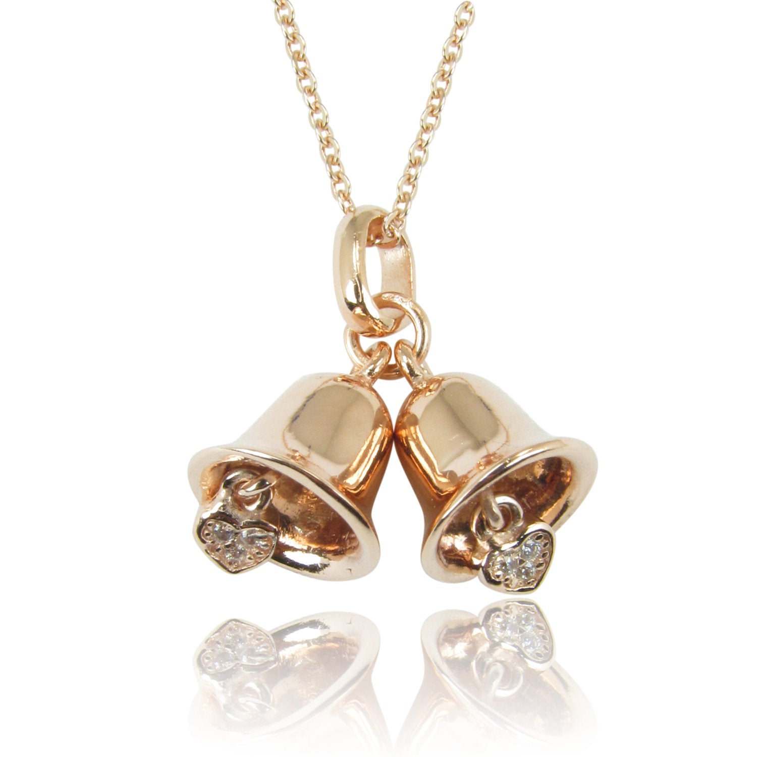 ROSE GOLD JINGLE BELLS STERLING SILVER NECKLACE