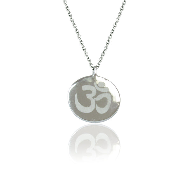 OM DISC STERLING SILVER NECKLACE