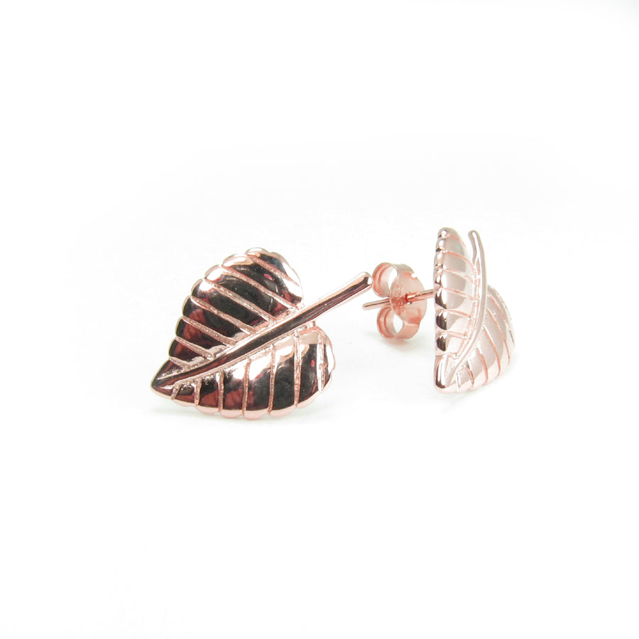 ROSE GOLD LEAF STERLING SILVER EARRINGS