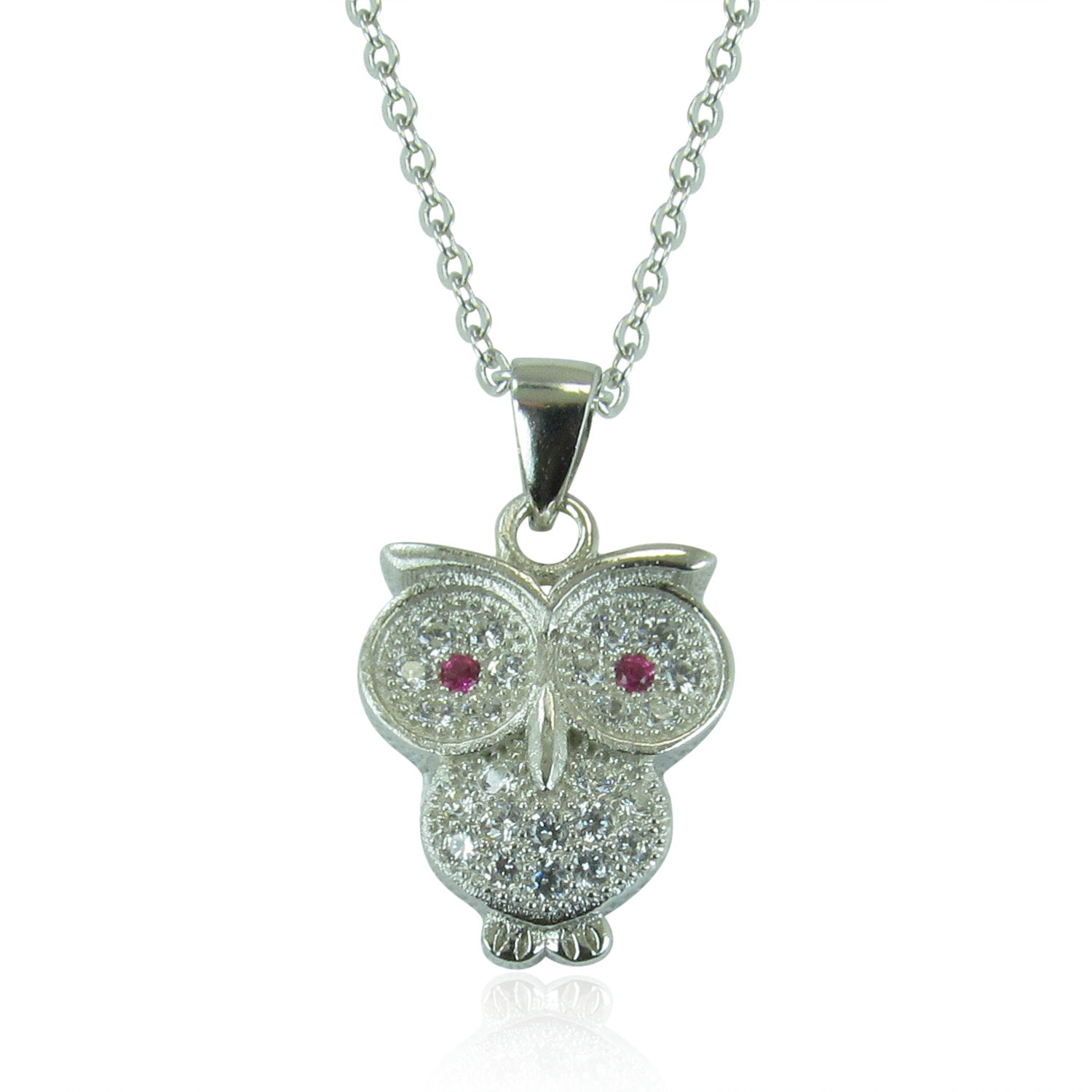 OWL PAVE CZ STERLING SILVER NECKLACE