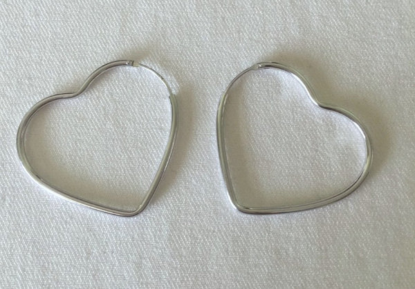 HEART HOOP STERLING SILVER EARRINGS