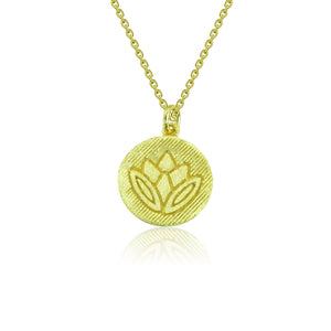 LOTUS FLOWER DISC STERLING SILVER NECKLACE