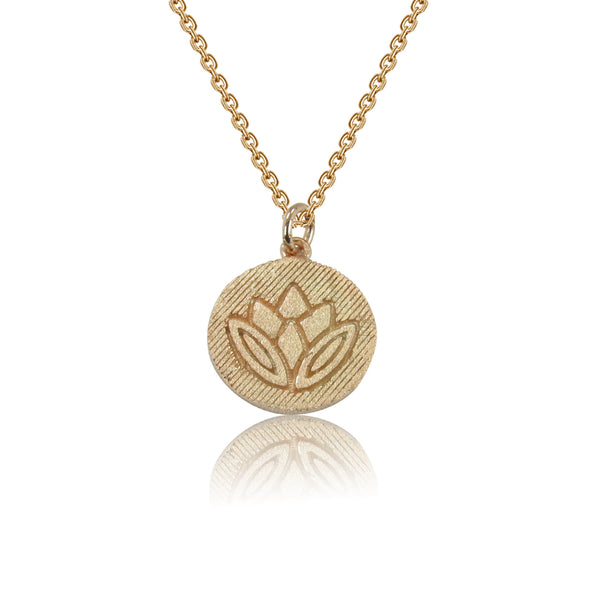 LOTUS FLOWER DISC STERLING SILVER NECKLACE