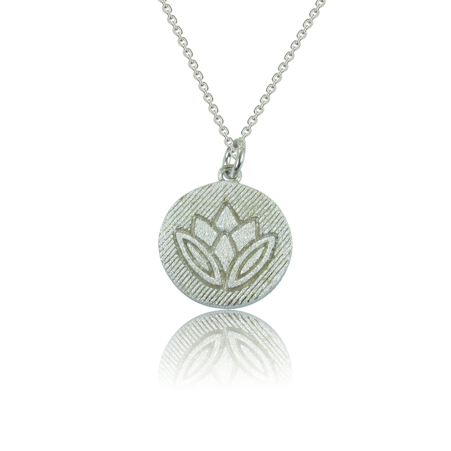 LOTUS FLOWER DISC STERLING SILVER NECKLACE