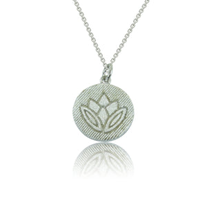 LOTUS FLOWER DISC STERLING SILVER NECKLACE