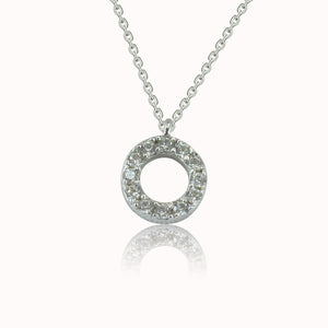 MINI CIRCLE PAVE CZ STERLING SILVER NECKLACE