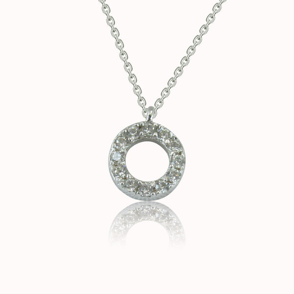 MINI CIRCLE PAVE CZ STERLING SILVER NECKLACE