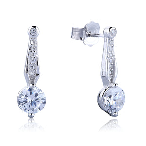 CLEAR CZ DROP STERLING SILVER EARRINGS