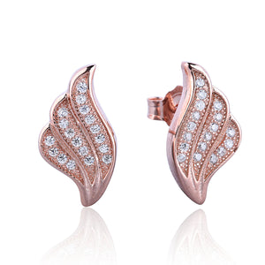 FEATHER PAVE CZ STERLING SILVER EARRINGS