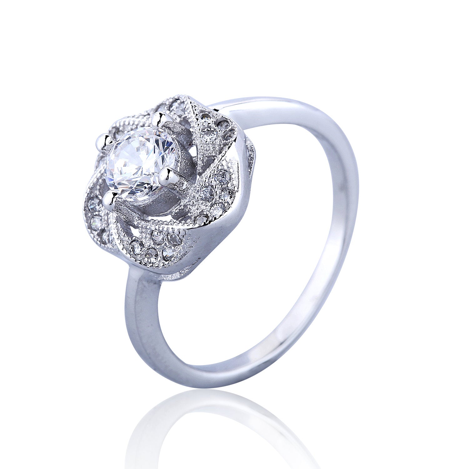 ROSE CLEAR CZ STERLING SILVER RING