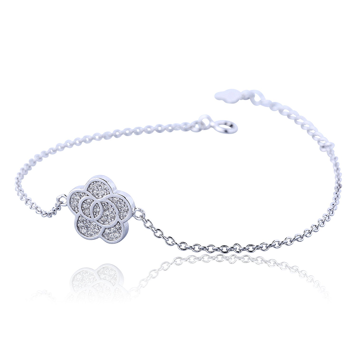 ROSE PAVE CZ STERLING SILVER BRACELET
