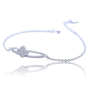 CLOVER PAVE CZ STERLING SILVER BRACELET