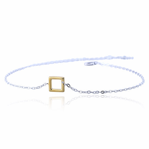 MINI GOLDEN SQUARE STERLING SILVER BRACELET