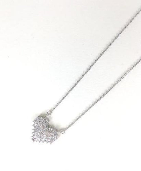 SPARKLING HEART PAVE CZ STERLING SILVER NECKLACE