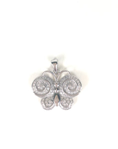 BIG BUTTERFLY PAVE CZ STERLING SILVER PENDANT