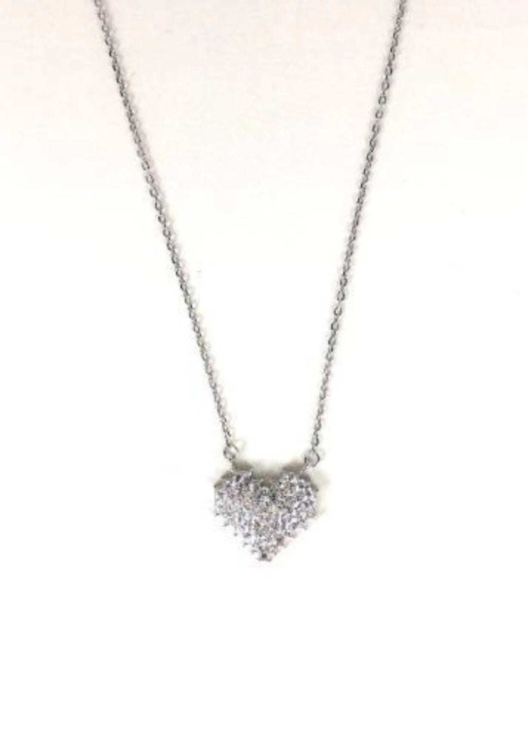 SPARKLING HEART PAVE CZ STERLING SILVER NECKLACE