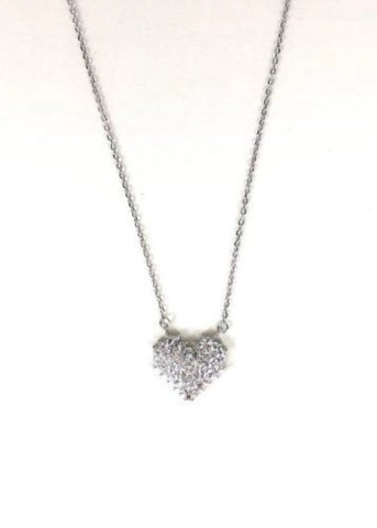 SPARKLING HEART PAVE CZ STERLING SILVER NECKLACE