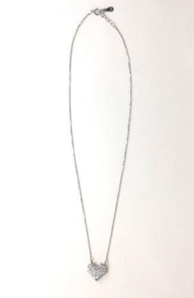 SPARKLING HEART PAVE CZ STERLING SILVER NECKLACE