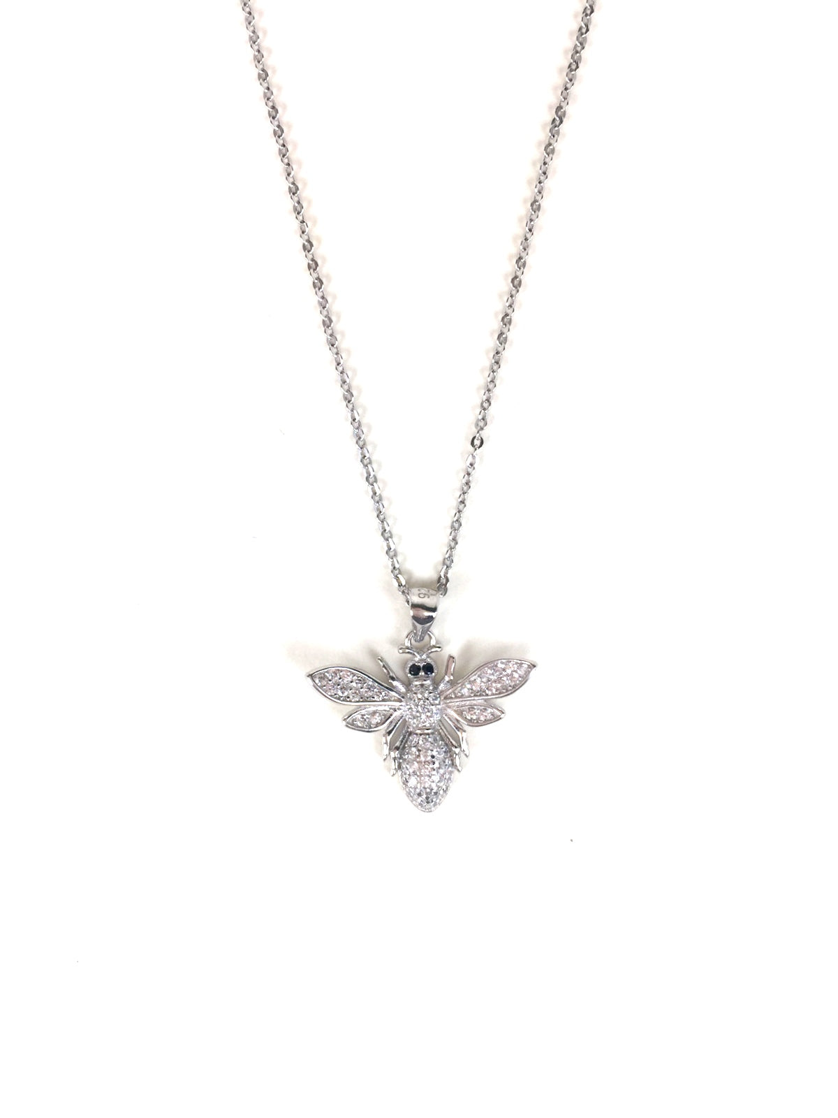 BEE PAVE CZ STERLING SILVER NECKLACE