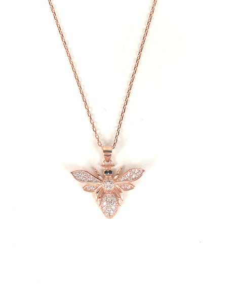 BEE PAVE CZ STERLING SILVER NECKLACE
