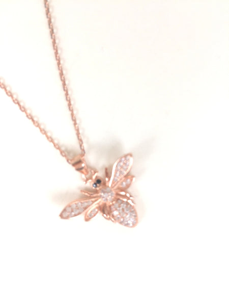 BEE PAVE CZ STERLING SILVER NECKLACE