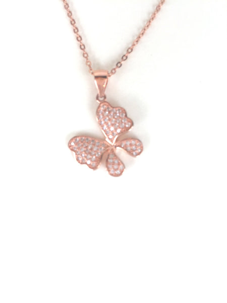 BUTTERFLY PAVE CZ STERLING SILVER NECKLACE
