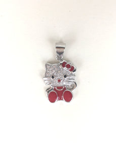 LOVELY CAT PAVE CZ STERLING SILVER PENDANT