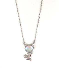 CUTE CAT PAVE CZ STERLING SILVER NECKLACE