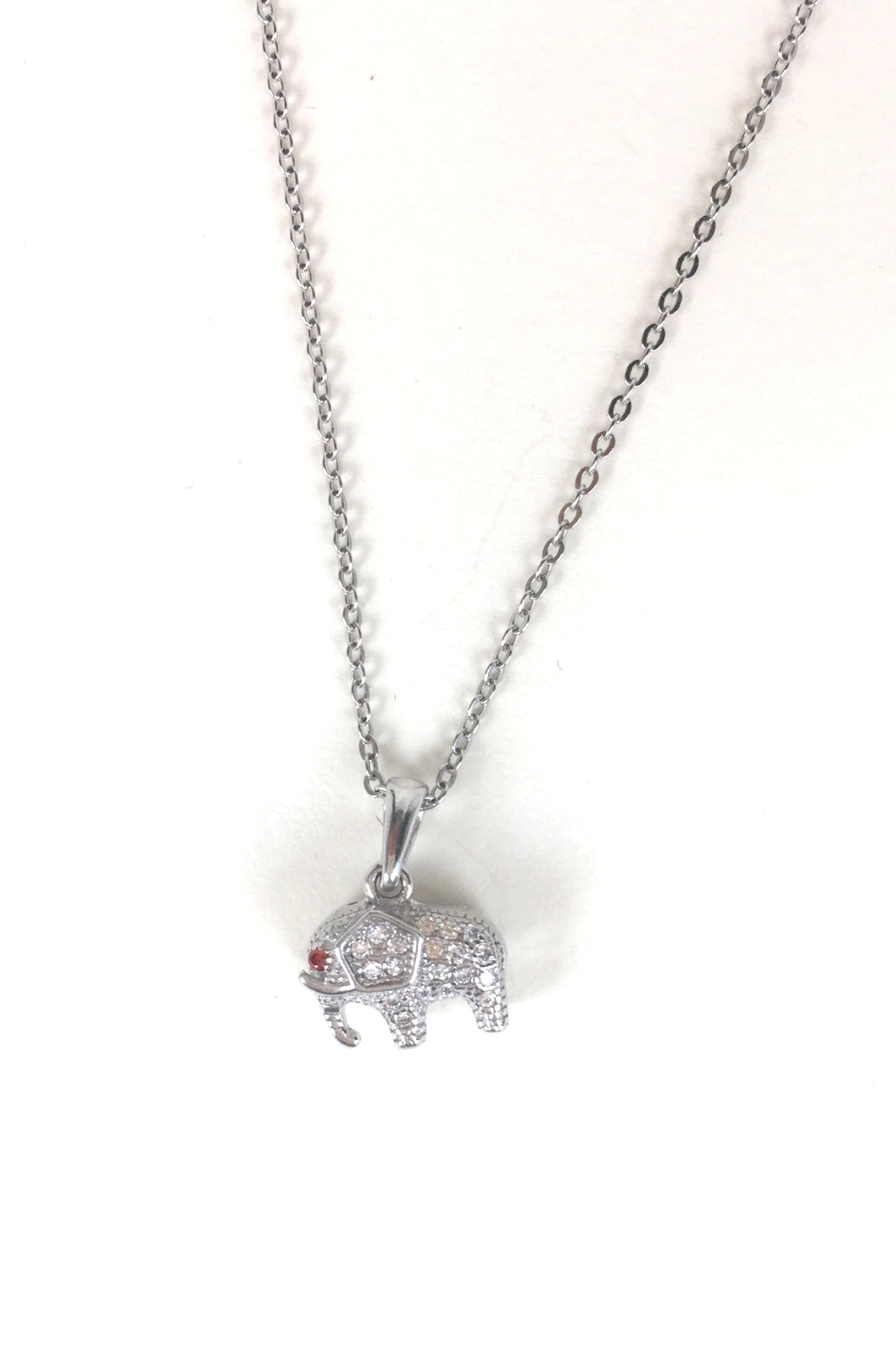 ELEPHANT PAVE CZ STERLING SILVER NECKLACE