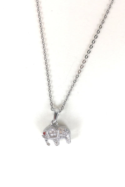 ELEPHANT PAVE CZ STERLING SILVER NECKLACE