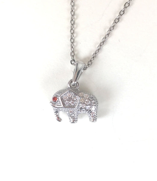 ELEPHANT PAVE CZ STERLING SILVER NECKLACE