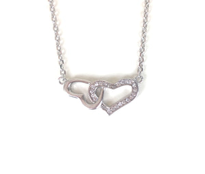 TWO HEARTS PAVE CZ STERLING SILVER NECKLACE
