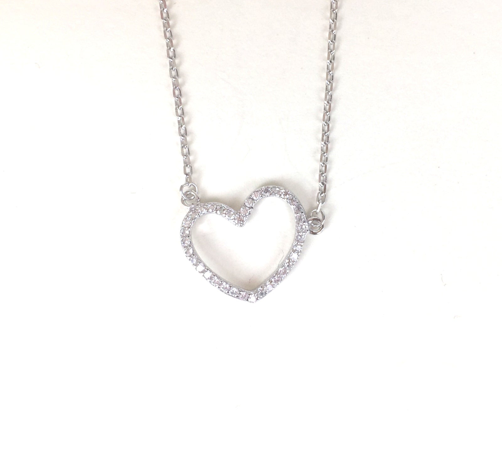 SPARKLING HEART PAVE CZ STERLING SILVER NECKLACE