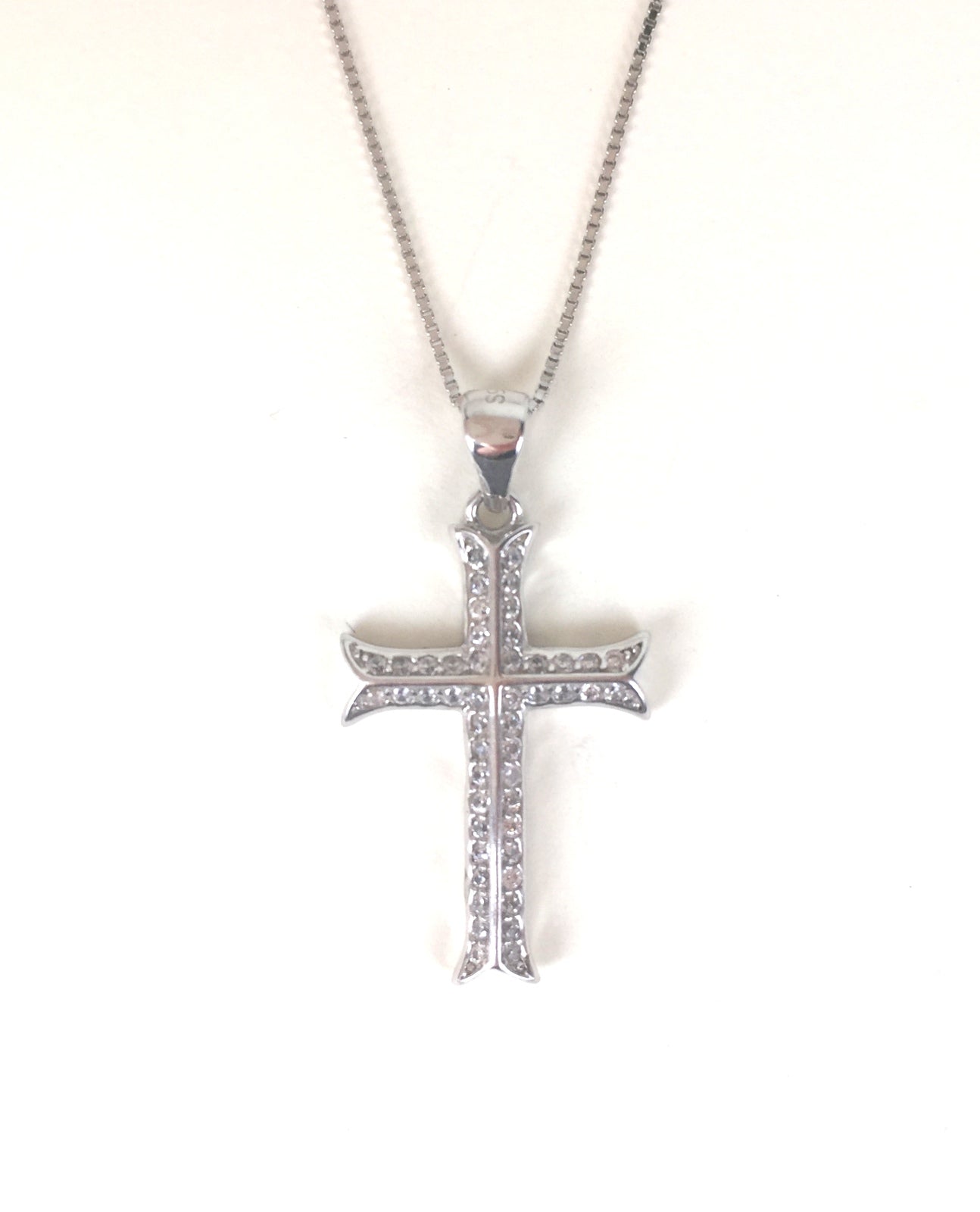 CROSS PAVE CZ STERLING SILVER NECKLACE