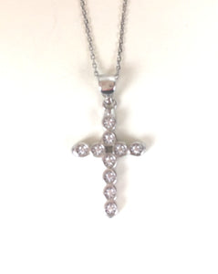 CROSS 2 PAVE CZ STERLING SILVER NECKLACE