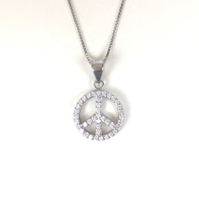 PEACE PAVE CZ STERLING SILVER NECKLACE