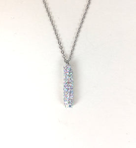 SPARKLING VERTICAL BAR PAVE CZ STERLING SILVER NECKLACE