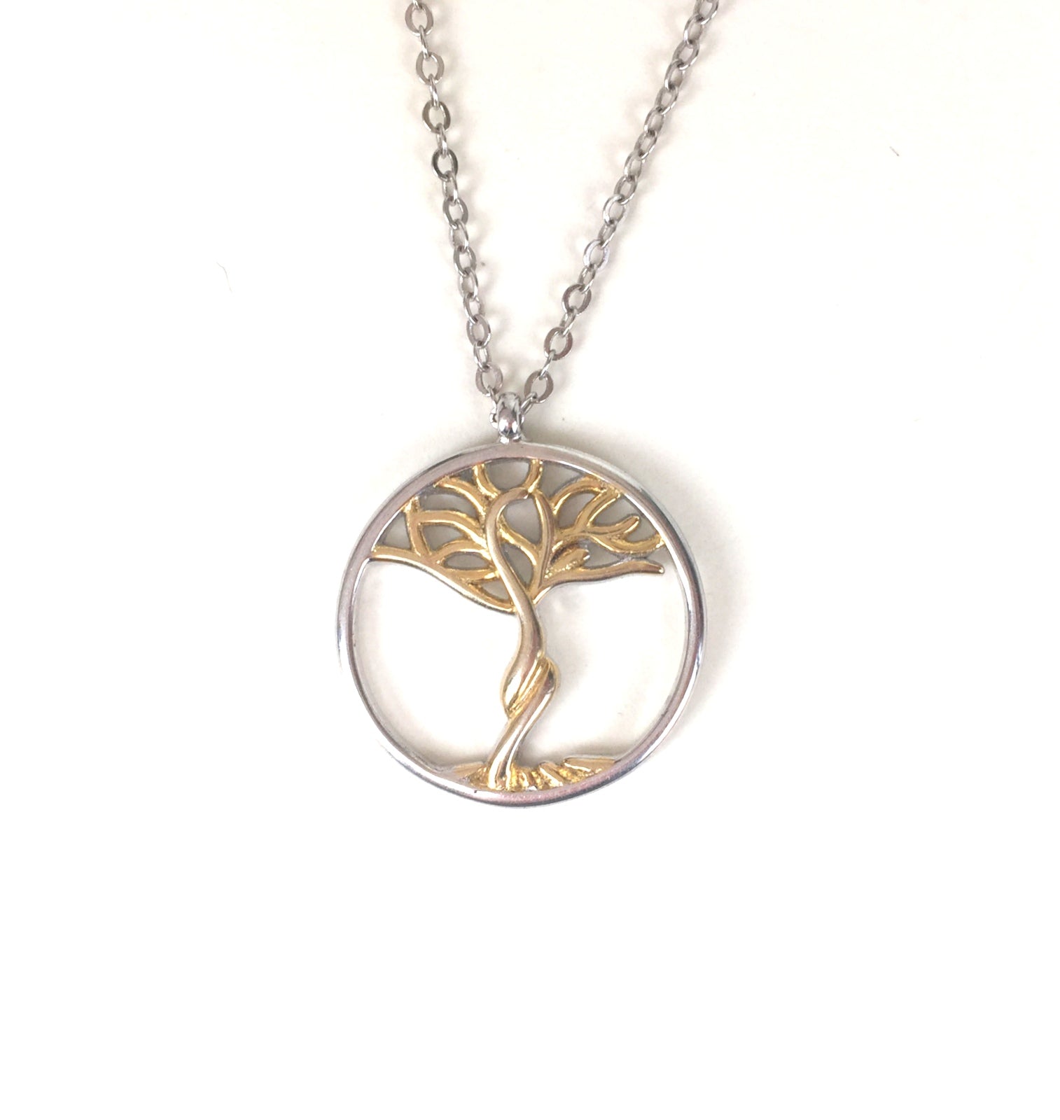 TWO TONE TREE OF LIFE STERLING SILVER NECKLACE