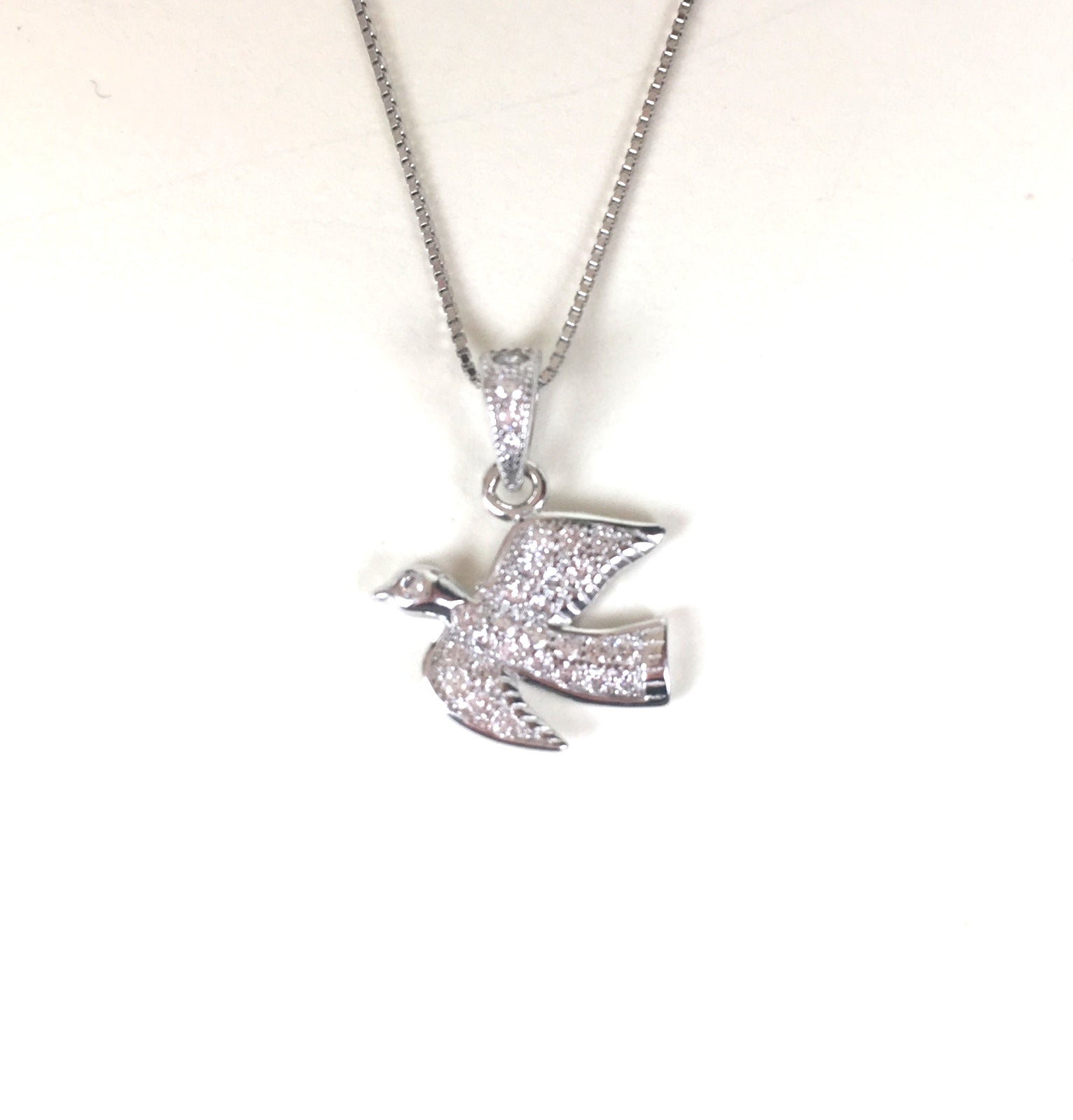 PIGEON PAVE CZ STERLING SILVER NECKLACE