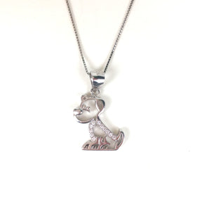 DOG PAVE CZ STERLING SILVER NECKLACE