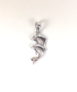 TWO DOLPHINS STERLING SILVER PENDANT