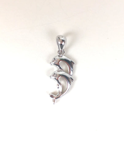 TWO DOLPHINS STERLING SILVER PENDANT
