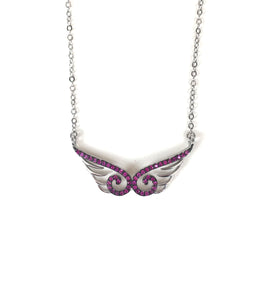 WINGS PAVE CZ STERLING SILVER NECKLACE